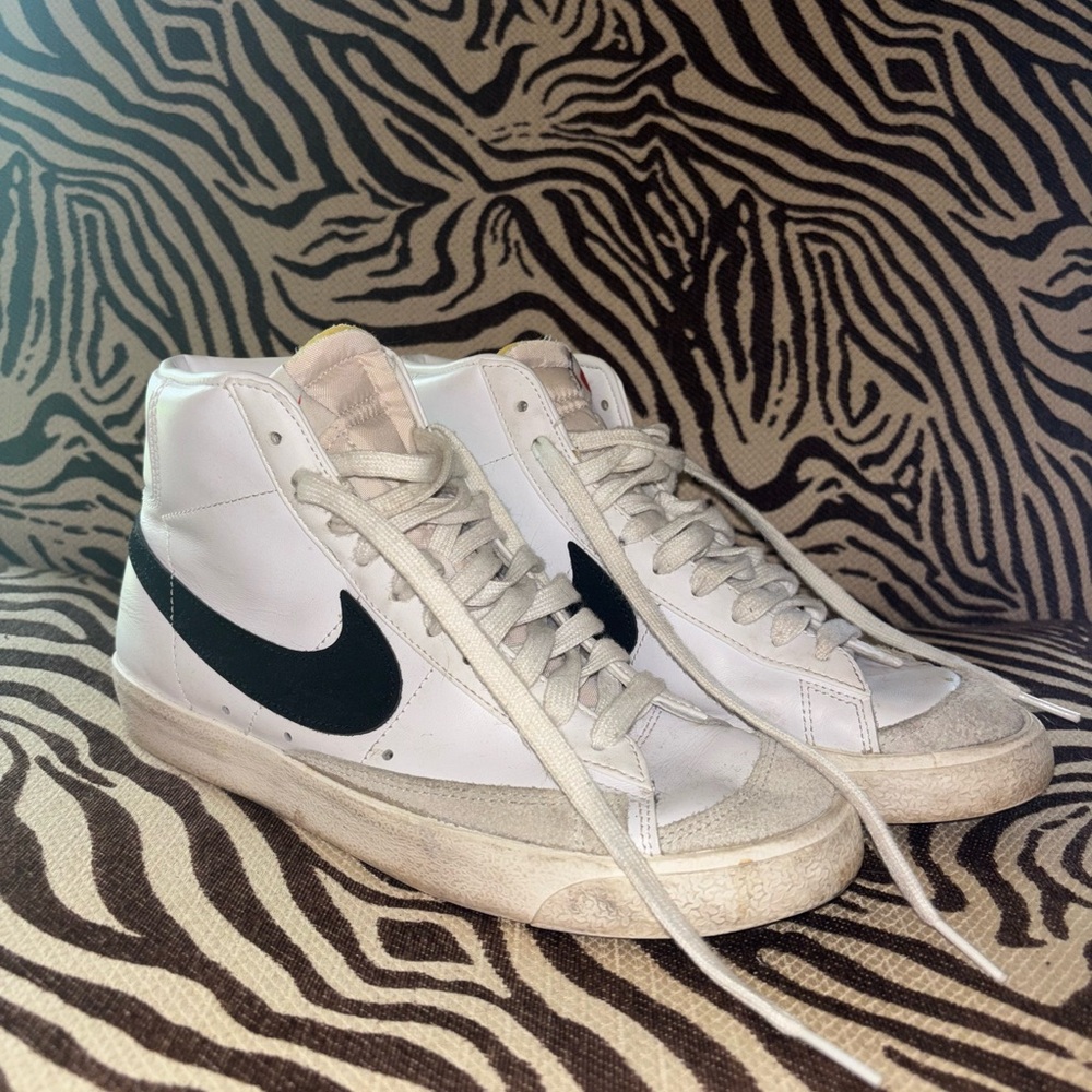 Nike White and Black High-Top Sneakers